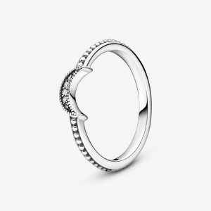 Pandora Crescent Moon Beaded Ring Argintii | 8462037-KP
