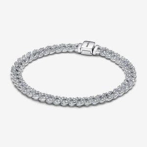 Pandora Timeless Pave Cuban Chain Bracelet Argintii | 0673124-UQ